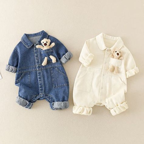 Toddler Jumpsuit, Baby Mode, Baby Outfits, Fashion Kids, Newborn Outfits, Future Baby, Denim Jumpsuit, Mini Fashion