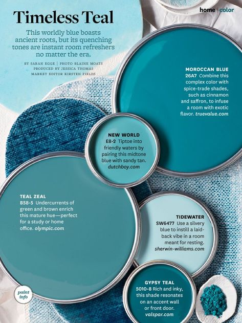 Teal and peacock blue paint colors Teal Paint Colors, Teal Paint, Moroccan Blue, Design Del Prodotto, Color My World, Paint Shades, Bedroom Paint, Garden Features, Decor Minimalist