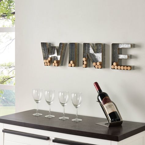 Wine Wall Decor, Galvanized Sheet Metal, Wine Decor Kitchen, Cork Holder, Wine Kitchen, Galvanized Sheet, Cork Art, Plate Wall Decor, Wine Wall