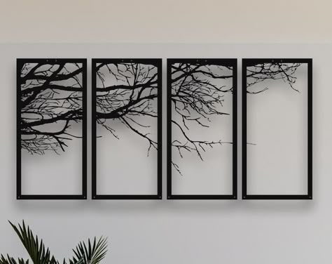 Mountain Wood Wall Art, Cuadros Diy, Outdoor Metal Wall Art, Branch Art, Large Metal Wall Art, Vertical Wall Art, Metal Tree Wall Art, Tree Wall Decor, Art Tree