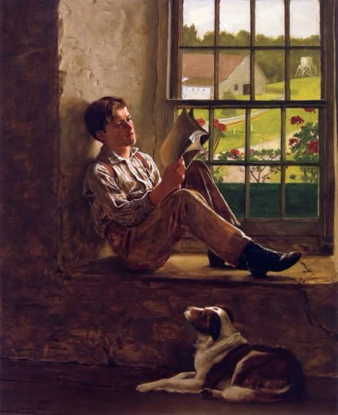 John George Brown (1831 – 1913) | AMERICAN GALLERY Men Reading, Brown Painting, People Reading, Art Ancien, Reading Art, Looking Out The Window, Reading A Book, Ethereal Art, Classical Art