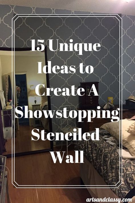 Bedroom Wall Stencil Design, Stenciled Walls Ideas Bathroom, Bedroom Stencil Wall Ideas, Wall Stencil Patterns Bedrooms, Stencil Patterns Wall, Diy Wall Stencil Patterns, Large Wall Stencil Patterns, Bedroom Wall Stencil, Tree Stencil For Wall