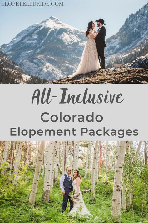 We are Elope Telluride - our team plans & photographs destination elopements in Telluride, Ouray and Ridgway, Colorado. Our all-inclusive package includes everything you need to make your wedding "no stress!" The package includes photography, custom locations, flowers bouquet, hair styling, makeup artist, and officiant. Rocky Mountain micro weddings in fall, winter and summer, and our blog will give you photography inspiration, dress ideas and planning tips. #telluride #elopement #ouray #wedding Telluride Colorado Wedding, Ridgway Colorado, Colorado Winter Wedding, Telluride Elopement, Colorado Lakes, Colorado Destination Wedding, Colorado Mountain Elopement, Ouray Colorado, Telluride Wedding