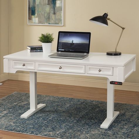 Lift Desk Home Office, Stand Up Desk Office Layout, Adjustable Desk Home Office, Office Sanctuary, Lift Top Desk, Modern Workstation, Office Layouts, Desk Base, Lift Desk