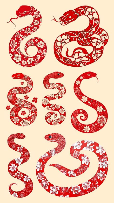 Chinese snake, editable element set | premium image by rawpixel.com / Techi Chinese Graphic Art, Cny Snake 2025, Snake Chinese New Year Design, Lunar New Year 2025 Snake, Year Of Snake Design, Chinese New Year Snake Design, Chinese New Year Year Of The Snake, Snake Year Design, Chinese Year Of The Snake