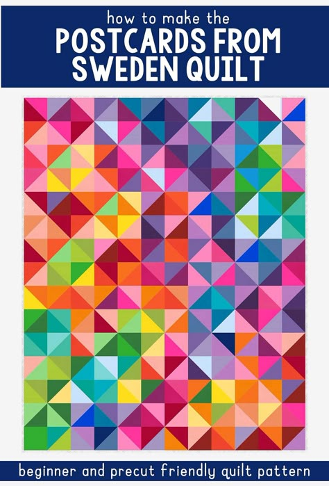 Postcard From Sweden Quilt, Chevron Quilt Pattern, Half Square Triangle Quilts Pattern, Knitting Quilt, Denim Quilts, Triangle Quilt Pattern, Rainbow Quilts, Kid Quilts, Modern Quilt Blocks