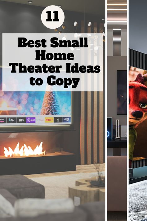 Feeling limited by your compact home? Say no more! 🙅 Discover magic in miniatures with our 11 Best Small Home Theater Ideas to Copy 🎥. Small can be spectacular, and your personal movie nights can be blockbuster too! 🌟 Pin now to get the best out of your small space possibilities! 📌 Apartment Home Theater, Theater Themed Living Room, Movie Corner Ideas, Narrow Movie Theater Room, Tiny Media Room, Cosy Media Room, Projector Screen Ideas Living Rooms, Movie Loft Ideas, Movie Projector Living Room