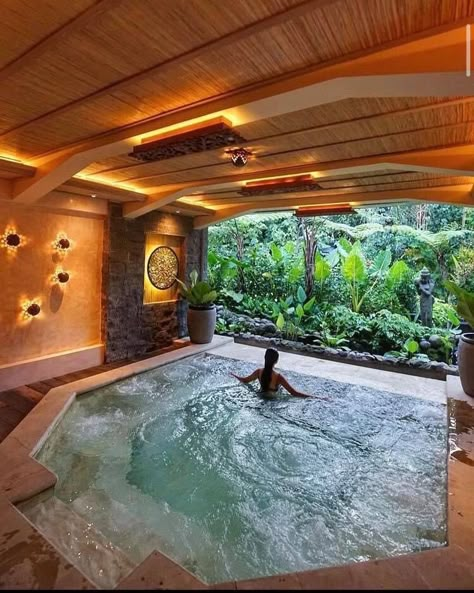 Indoor Swimming Pool Design, Indoor Jacuzzi, Indoor Hot Tub, Home Spa Room, Indoor Pool Design, Piscina Interior, Indoor Swimming Pool, Spa Interior, Get More Followers