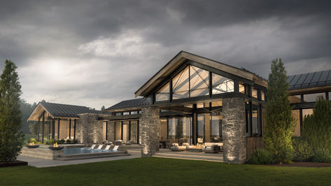 Luxury Modern Homes Exterior, Modern Mountain Home Exterior, Contemporary Ranch Home, Home Exterior Styles, Mountain Contemporary Home, Contemporary Mountain Home, Dean Thomas, Mountain Modern Home, Mountain Home Exterior