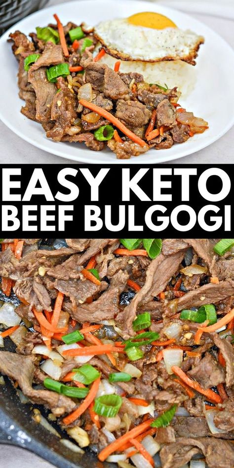 Easy Keto Beef Bulgogi - With irresistible sweet and tangy flavors, keto beef bulgogi is the best way to cook ribeye steak for dinner. #keto #ketorecipes #ketodiet #ketobeefbulgogi #beefbulgogi #bulgogi #koreanfood #beef #dinnerideas #dinner #food #recipes Beef Bulgogi Bowl, Bulgogi Bowl, Korean Garlic, Beef Bulgogi Recipe, Korean Beef Bulgogi, Korean Beef Bowl, Bulgogi Recipe, Healthy Asian, Recipe Low Carb