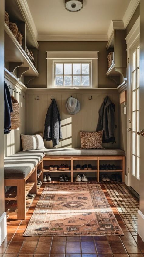 Cabin Mud Room Ideas, Mudroom With Window, Large Mudroom Ideas Entryway, Sunroom Mudroom Combo, Mudroom Mirror, Entry Mudroom Ideas, Porch To Mudroom, Mud Room Ideas Entryway, Mudroom Layout