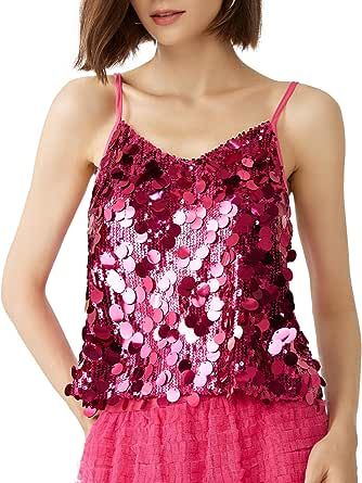 Sparkly Tank Top, Large Sequins, Sparkle Top, Winter Knit Hats, Pink Sparkly, Spaghetti Strap Tank Top, Festival Tops, Sequin Tank, Sequin Tank Tops