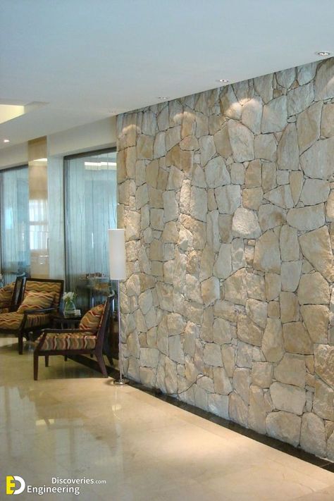 Stone Wall Living Room, Stone Wall Interior Design, Stone Wall Ideas, Decorative Stone Wall, Brick Wall Living Room, Stone Fireplace Wall, Stone Feature Wall, Stone Walls Interior, Front Wall Design