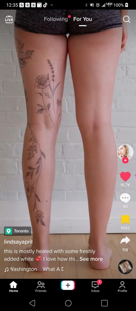 Leg Flower Tattoo Sleeve, Varicose Vein Cover Up Tattoo, Leg Floral Tattoo Women, Calf Vine Tattoos For Women, Hawaiian Vine Tattoo, Vine Down Leg Tattoo, Tattoo Ideas Female Lower Leg, Leg Line Tattoos Women, Vine Tattoo Around Leg