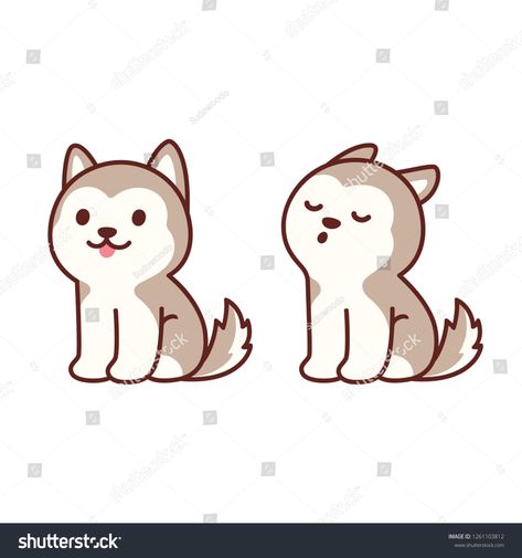 Cute cartoon husky puppy sitting and howling. Adorable little dog drawing, isolated vector illustration. #Ad , #Ad, #puppy#sitting#howling#Cute Husky Drawing Cartoon, Cute Puppy Drawing, Puppy Kawaii, Cartoon Husky, Puppy Drawing Easy, Husky Drawing, Cute Husky Puppies, Puppy Sketch, Cute Dog Drawing