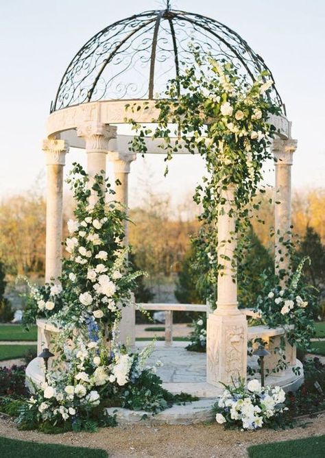 Outdoor Wedding Altars, Gazebo Wedding Decorations, Gazebo Decor, Knotting Hill, Gazebo Decorations, Gazebo Wedding, Wedding Altars, Dfw Wedding, Wedding Venue Decorations