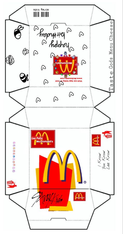 Paper Mcdonalds, Food Brand Design, Printable Paper Toys, Printable Paper Toys Templates, Happy Meal Box, Cupcake Mix, Cardboard Crafts Diy, Kawaii Crafts, Paper Toys Template