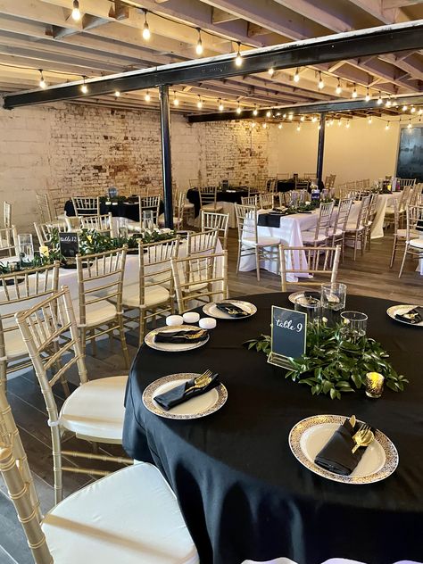 Round Tables With Black Tablecloths, Black Round Table Cloth Wedding, Black Tablecloth Round Table Wedding, Black Satin Tablecloth Wedding, Wedding With Black Tablecloths, Black Table Clothes Wedding, Wedding Reception Black Tablecloths, Wedding Table Black Tablecloth, Non Floral Centerpieces Wedding