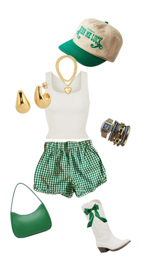 Green And Gold Game Day Outfit, St Pats Outfits Women, Tulane Outfits, At Paddys Day Outfits, Usf Game Day Outfit, Eagles Tailgate Outfit, Tulane Game Day Outfit, Southern Gameday Outfit, Gameday Fits Football