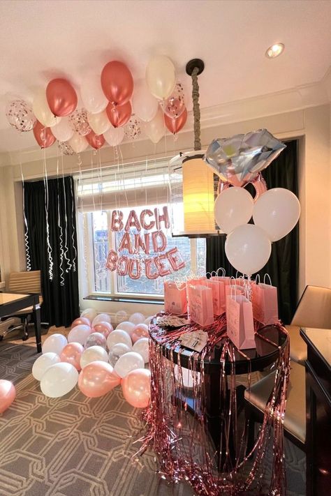 Engagement Setup Ideas, Boujee Bachelorette Party, Boujee Bachelorette, Engagement Setup, Rose Gold Bachelorette Party, Bad Birthday, Gold Bachelorette Party Decorations, Rose Gold Bachelorette, Rose Gold Party Decorations