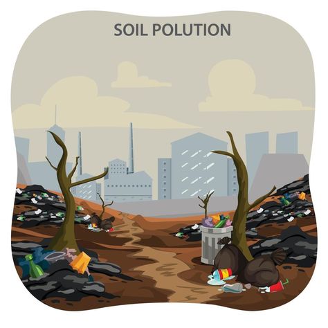 Soil pollution with toxic waste chemicals vector illustration Soil Pollution Pictures, Soil Pollution Images For Project, Soil Pollution Poster Drawing, Soil Pollution Images, Soil Pollution Poster, Land Pollution Poster, Land Pollution Pictures, Soil Pollution Drawing, Land Pollution Drawing