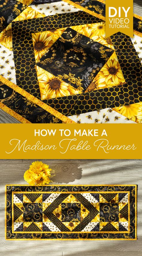 Crochet Table Runner Patterns, Quilted Placemat Patterns, Sunflower Table Runner, Christmas Table Runner Pattern, Table Runner Patterns, Quilted Table Runners Christmas, Table Runner Tutorial, Runner Inspiration, Table Runners Patterns