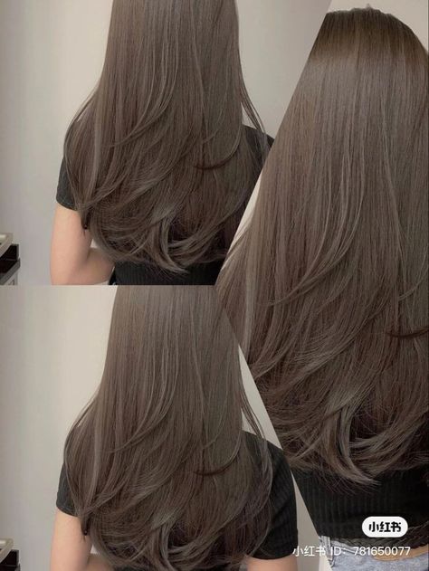 Asian Brown Hair, Brown Hair Korean, Greige Hair, Beige Hair Color, Ash Gray Hair Color, Grey Brown Hair, Cool Brown Hair, Dark Grey Hair, Ashy Hair