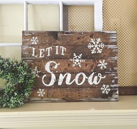 Outdoor Christmas Tree Decorations, Diy Wood Sign, Snow Signs, Board And Brush, Wooden Signs Diy, Outdoor Christmas Tree, Dollar Store Christmas, Christmas Signs Wood, Christmas Wood Crafts