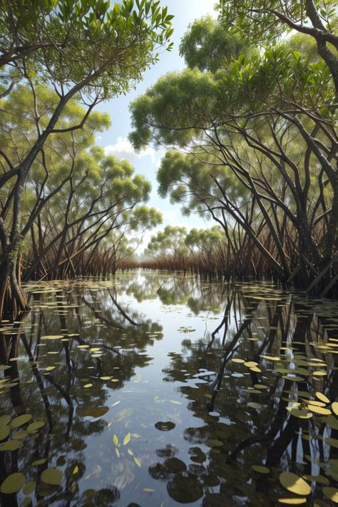 Swamp Drawing, Swamp Illustration, Swamp Landscape, Landscape Fantasy Art, Florida Everglades, Mangrove Swamp, Everglades Florida, Beautiful Art Paintings, Festival Posters