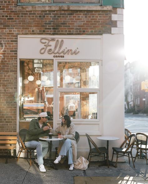 Love to see my clients fully being themselves in an engagement session. I absolutely love doing a pre-wedding shoot in a place that makes you feel the most yourselves. In this case, a morning in NYC’s West Village for some coffee with Annie and Tucker. #nycphotographer #nycwedding #nycweddingphotographer Engagement Photos Ice Cream Shop, Engagement Photos Town, West Village Engagement Photos, Coffee Shop Couple Photoshoot, Ice Cream Engagement Photos, Coffee Shop Engagement Photos, Coffee Shop Engagement Shoot, Rome Couple, Coffee Engagement Photos