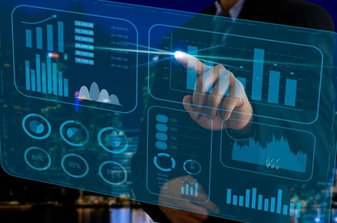 business chart and graph. Businessman touching virtual screen hologram. business technology concept Void Walker, Hologram Phone, Hologram Screen, Futuristic Phones, Hologram Technology, Data Engineering, Electronics Background, Business Chart, Digital Board