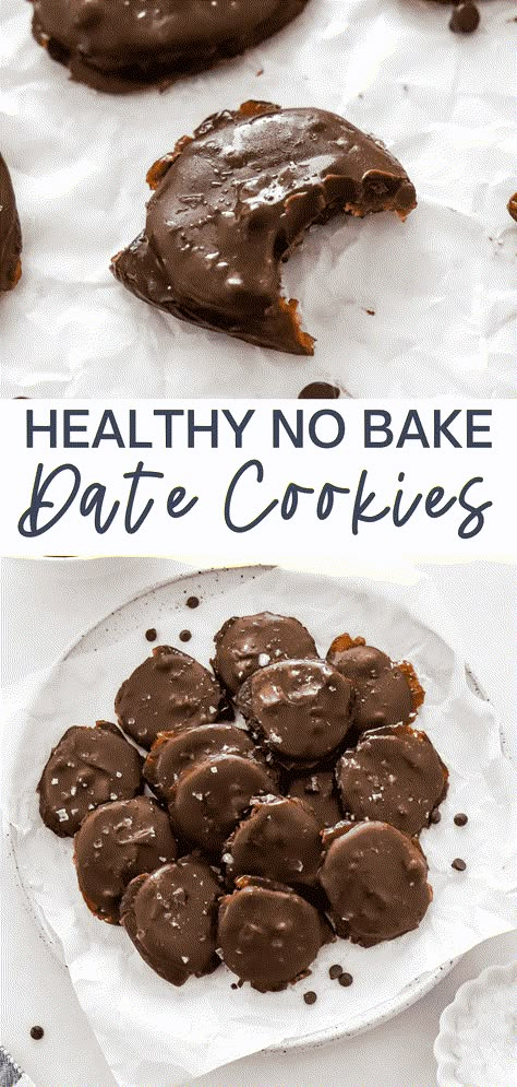 Whip up these chocolate date cookies made with just 3 simple ingredients for a sweet treat that is both healthy and delicious. Made with dates, chocolate and peanut butter, these cookies make the best healthy dessert that even the kids will love! Great for the holidays! Date Recipes Desserts, Dates Chocolate, Date Cookies, Chocolate And Peanut Butter, Healthy Sweet Treats, Healthy Treat, Healthy Sweets Recipes, Paleo Dessert, Healthy Cookies