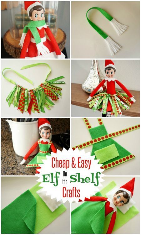 Cheap and Easy No Sew Elf on the Shelf Crafts with Tutorials Elf On The Shelf Crafts, Shelf Crafts, Crafts Cheap, Elf Mischief, Elf Of The Shelf, Christmas Elf Ideas, Elf Shelf, Christmas Elf On The Shelf, Elf Magic