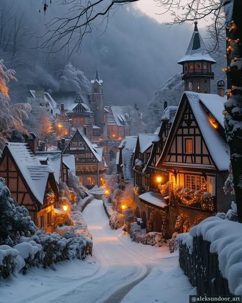 Beautiful Winter Pictures, Fantasy Village, Wallpapers Posters, Oil Painting Inspiration, Christmas Scenery, Fantasy Posters, Beautiful Locations Nature, Christmas Drawing, Winter Pictures