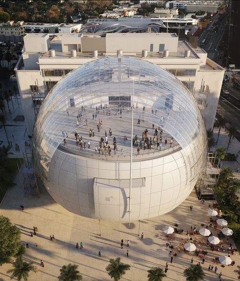 LA film museum will have giant sphere with 1,000-seat theater tucked inside Renzo Piano Architecture, Richard Rogers, Academy Museum, Los Angeles Museum, Exterior Rendering, Streamline Moderne, Tadao Ando, Norman Foster, Renzo Piano