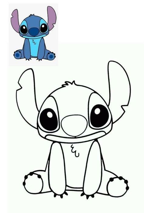 Simple Cartoon Characters To Draw, Stitch Coloring Pages, Free Coloring Pages For Kids, ليلو وستيتش, Hello Kitty Colouring Pages, Disney Character Drawing, Easy Drawings For Beginners, Easy Cartoon Drawings, Stitch Drawing