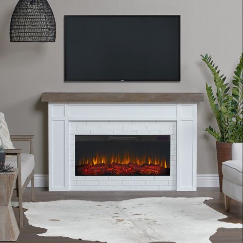 Real Flame Cravenhall 64" Landscape Electric Fireplace by Real Flame | Wayfair Fireplace 3 Sided, Electric Fireplace Diy, 3 Sided Electric Fireplace, Diy Electric Fireplace, White Electric Fireplace, Trailer Kitchen, Electric Fireplace With Mantel, Wall Mounted Electric Fireplace, Mounted Electric Fireplace