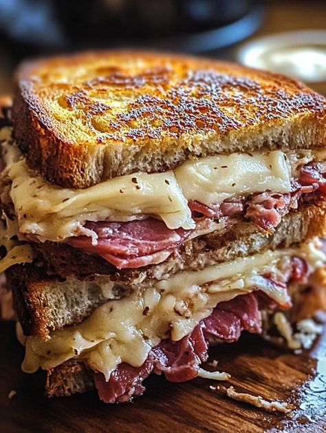 Pastrami Sandwich Recipe, Reuben Bake, Ultimate Grilled Cheese, Pastrami Sandwich, Comforting Dinner, Corned Beef Recipes, Fine Cooking, Toasted Bread, Potluck Dishes