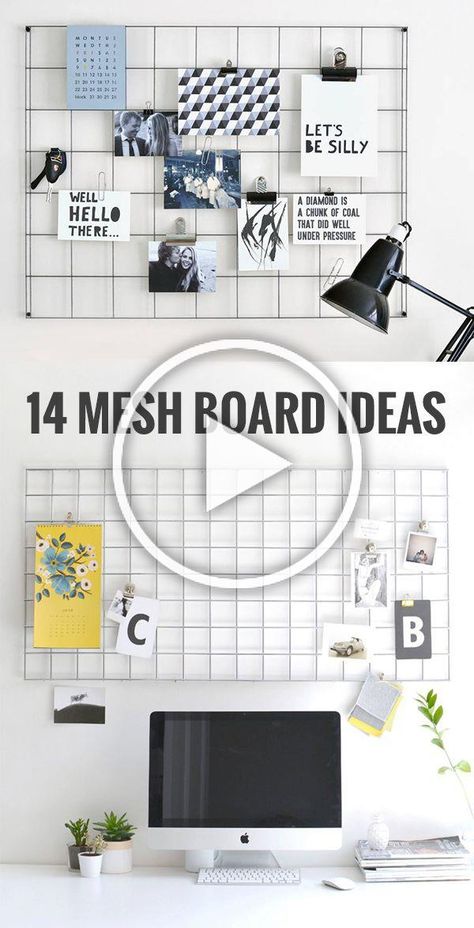 Wire Memo Board Ideas, Wire Board Decor, Grid Board Ideas, Memo Board Ideas, Wall Grid, Grid Wall, Utensil Rack, Tumblr Rooms, Office Makeover