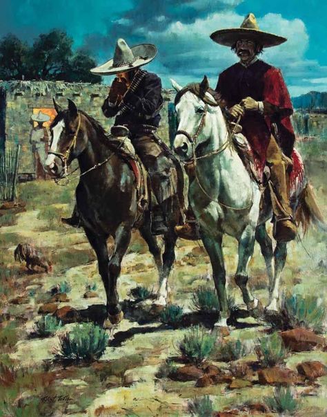 Mexican Cowboy Art, Mexican Cowboys, Mexican Cowboy, Western Mexican, Mexican Artwork, Mexican Culture Art, Comic Book Layout, Western Artwork, Mexican Traditions