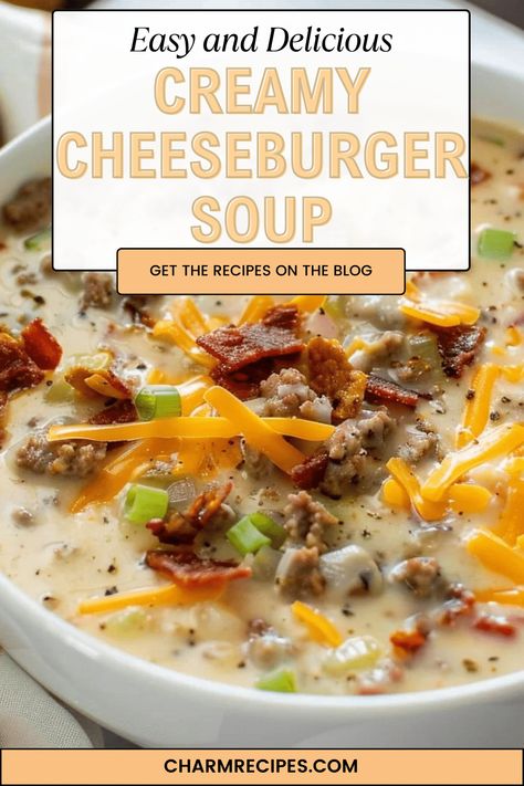 Savor the rich, hearty flavors of Creamy Cheeseburger Soup, a comforting blend of ground beef, potatoes, and cheese in a velvety broth. Creamy Cheeseburger Soup, Cheeseburger Soup Crockpot, Ground Beef Potatoes, Potatoes And Cheese, Soups To Make, Week Night Meals, Beef Potatoes, Cheese Burger Soup Recipes, Crockpot Soups