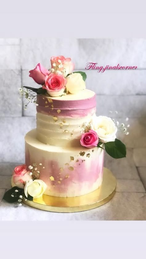 Two tier cake by Fling.jinalscorner - http://cakesdecor.com/cakes/329695-two-tier-cake White Chocolate Ganache Cake, Fancy Birthday Cakes, Cake Pumpkin, Tiered Cakes Birthday, Tiered Cake Design, 80 Birthday Cake, Chocolate Ganache Cake, Wedding Anniversary Cakes, Ganache Cake