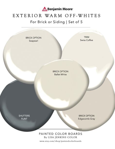 PaintedColorBoards - Etsy Sweden Silo Cottage, Belmont Nc, Benjamin Moore Exterior Paint, White Exterior Paint Colors, Off White Paint Colors, Benjamin Moore Exterior, Sage Design, Off White Paint, White Exterior Paint