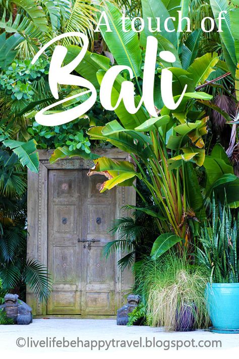 Bali Inspired Resort, Bali Garden Ideas Backyards, Tropical Front Yard, Bali Homes, Garden Simple Ideas, Bali Gardens, Tropical Courtyard, Resort Garden, Tropical House Decor