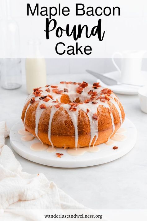 Why not make this Maple Bacon Pound Cake? It's the perfect way to make an amazingly sweet dessert with just a little bit of salty kick! Maple Bacon Cake, Bacon Cake, Brown Sugar Pound Cake, Bundt Cake Pan, Maple Bacon, Pound Cake Recipes, Bacon Recipes, Delicious Dishes, Foodie Recipes