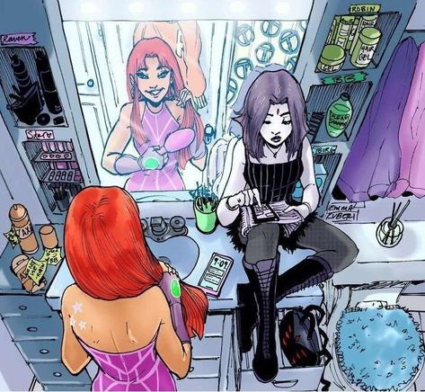 Teen Titans Drawings, Teen Titans Love, Titans Fanart, Starfire And Raven, Original Teen Titans, Teen Titans Fanart, Univers Dc, Teen Titan, Raven Teen Titans