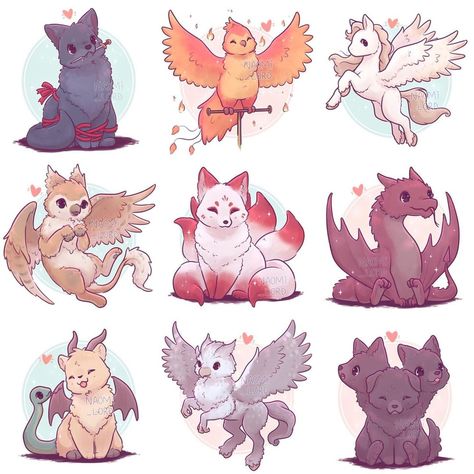 Naomi Lord Art’s Instagram post: “✨🌸 I’ve drawn all these mythical creatures before but I can’t help but think I must have missed a few! So I was thinking of starting this…” Naomi Lord, Pet Anime, Cute Kawaii Animals, Mythical Animal, Cute Fantasy Creatures, Cute Animal Drawings Kawaii, Creature Drawings, Fantasy Creatures Art, Cute Kawaii Drawings