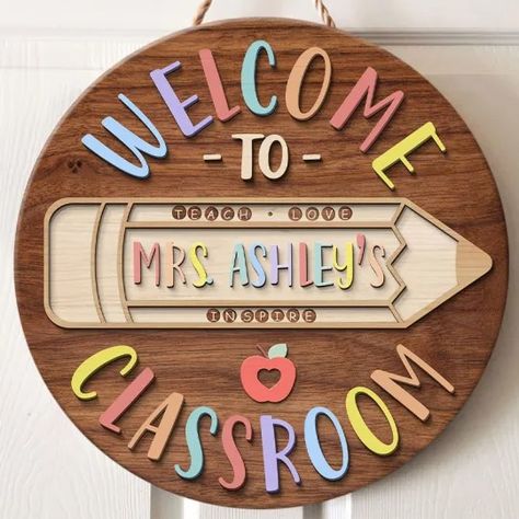 Classroom Decoration, Classroom Decoration Ideas – Teachersgram Engraved Teacher Gifts, House Number Plaques, Classroom Wishlist, Classroom Door Signs, Teacher Door Signs, Teacher Door Hangers, Teacher Name Signs, Welcome Signs Front Door, Teacher Door