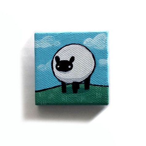 Easy Small Canvas Paintings Simple, Painting Cute Ideas, Tiny Painting Ideas, Tiny Paintings Simple, Bored Painting, Mini Canvas Paintings Easy, Mini Tela, Simple Paintings, Tiny Paintings