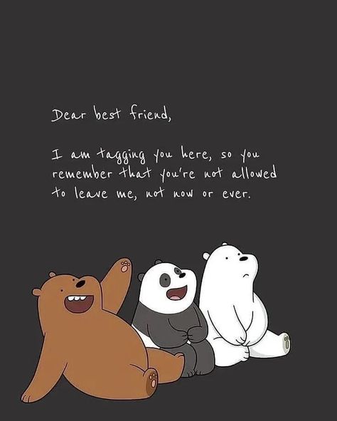 Trio Friends Quotes Instagram, Bestfriend Cartoons, Trio Friends Quotes, Three Best Friends Quotes, Gang Quotes, Best Friend Birthday Cards, Friend Scrapbook, Bear Quote, Best Friends Cartoon